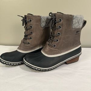 WOMENS SOREL SLIMPACK II QUARRY Black & Gray WINTER BOOTS SZ 7.5 NL2348-052